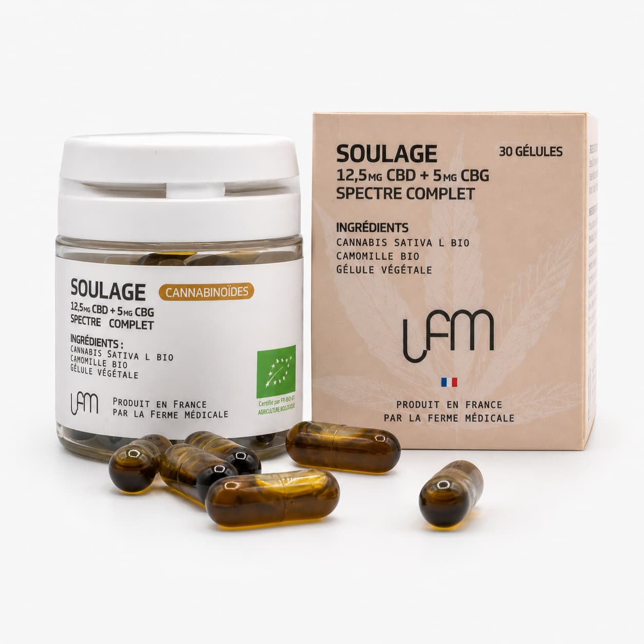 CBD Capsules | CBD + CBG + Chamomile Relief – 30 units