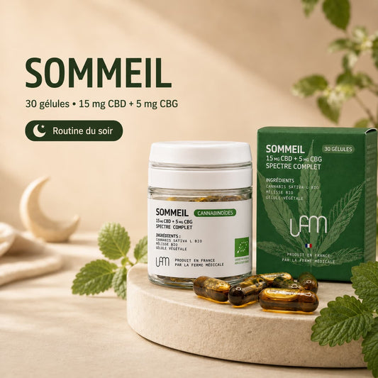 Gélule CBD | Sommeil CBD + CBG + Mélisse – 30 unités