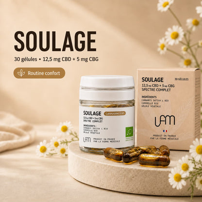 Gélule CBD | Soulage CBD + CBG + Camomille – 30 unités