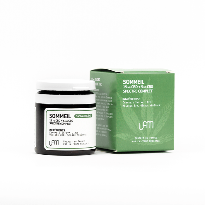 Gélule CBD | Sommeil CBD + CBG + Mélisse – 30 unités