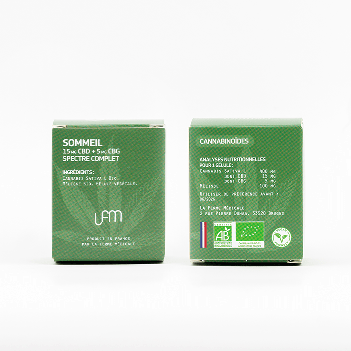 Gélule CBD | Sommeil CBD + CBG + Mélisse – 30 unités