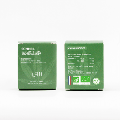 Gélule CBD | Sommeil CBD + CBG + Mélisse – 30 unités