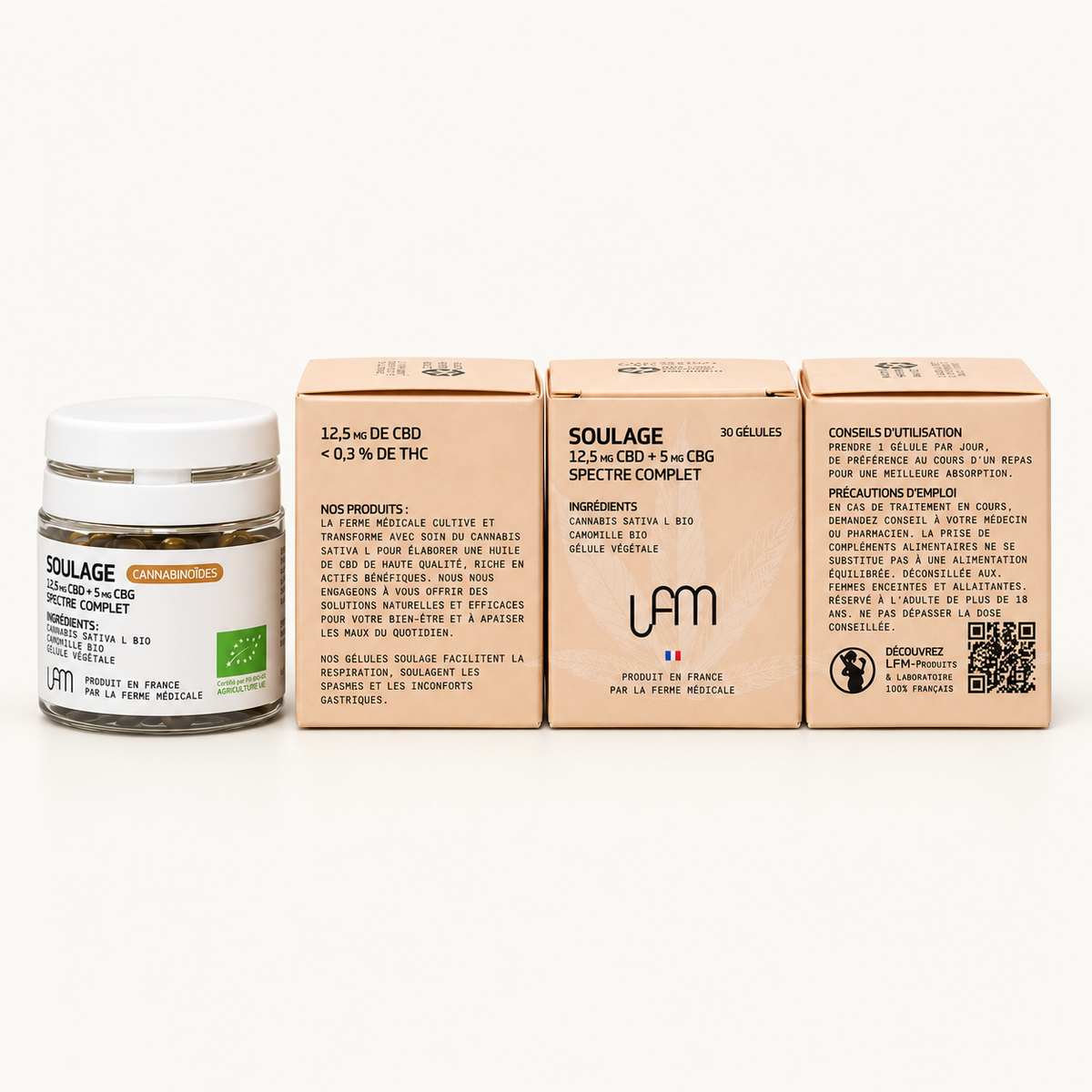 Gélule CBD | Soulage CBD + CBG + Camomille – 30 unités