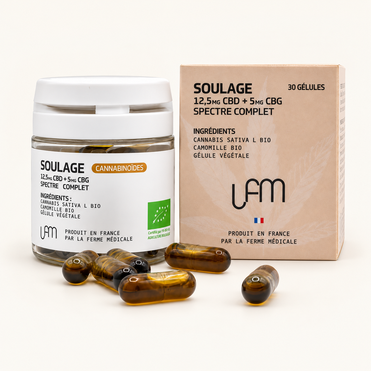 Gélule CBD | Soulage CBD + CBG + Camomille – 30 unités